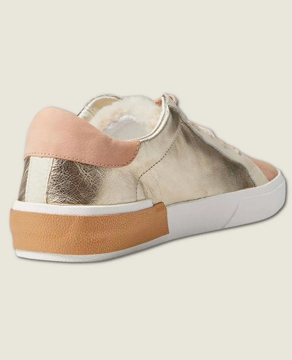 Zina Plush Sneakers Gold Leather